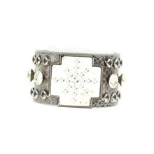 Blazin Roxx 30368 Spur Rowel Leather Cuff Bracelet Black/Silver