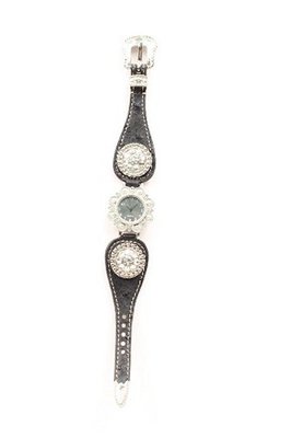 Blazin Roxx 3102601 Scallop Band Round Concho Black Ostrich