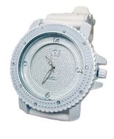 Iced out 3D Crystal face Hiphop Bling ALL WHITE Rubber strap