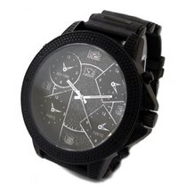 Jumbo designer style Iced out All Black Rubber Strap Hiphop Bling