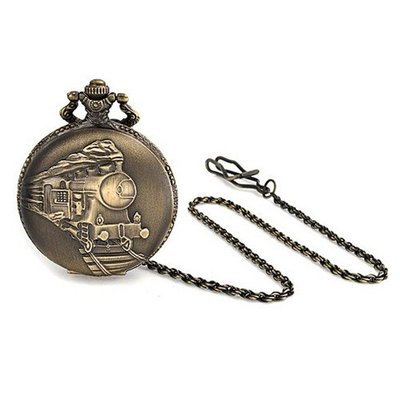 Bling Jewelry Antique Style Large Steam Engine Train Quartz Pocket