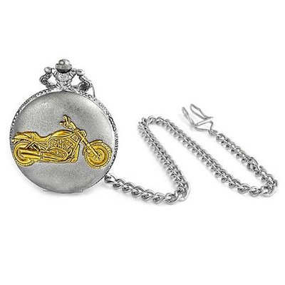 Bling Jewelry Antique Style Motorcycle Biker Large Two Tone Pocket