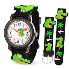 Bling Jewelry Black Alligator Palm Tree Animal Kids Stainless Steel Back