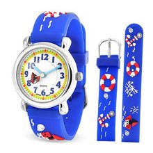 Bling Jewelry Boys Blue Nautical Sailboat Anchor Kids Stainless Steel Back