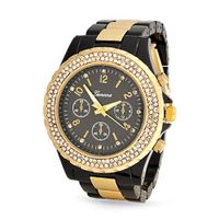 Bling Jewelry Geneva Black Gold Plated Stainless Steel Chronograph Unisex