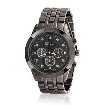 Bling Jewelry Geneva Gunmetal Stainless Steel Crystal Chronograph