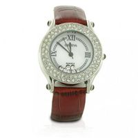 Bling Jewelry Geneva Pave Floating Crystals Brown Leather Strap Fashion