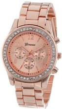 Bling Jewelry Geneva Rose Gold Plated Classic Round CZ Ladies Boyfriend