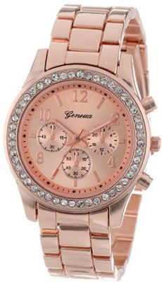 Bling Jewelry Geneva Rose Gold Plated Classic Round CZ Ladies Boyfriend
