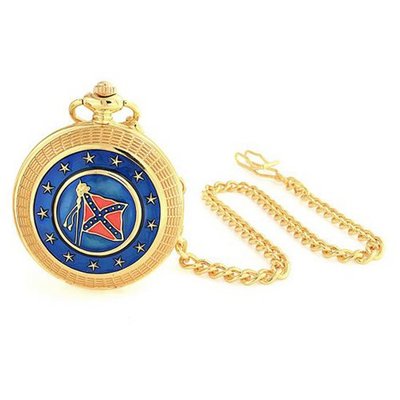 Bling Jewelry Gold Plated Blue and Red Enamel Confederate Flag Pocket