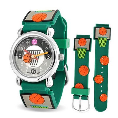 Bling Jewelry Green Basketball Hoop Sports Kids Stainless Steel Back