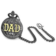 Bling Jewelry Large DAD Gold Plated Shiny Quartz Pocket Gunmetal