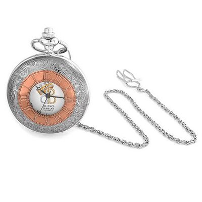 Bling Jewelry Large Rose Gold Plated Roman Numeral Pocket Two Tone