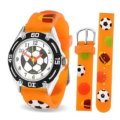 Bling Jewelry Orange Analog Multi Sports Kids Stainless Steel Back