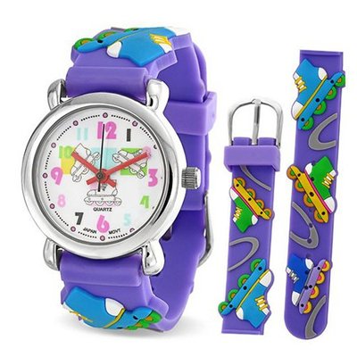 Bling Jewelry Purple Analog Roller Skating Sport Kids Stainless Steel Back
