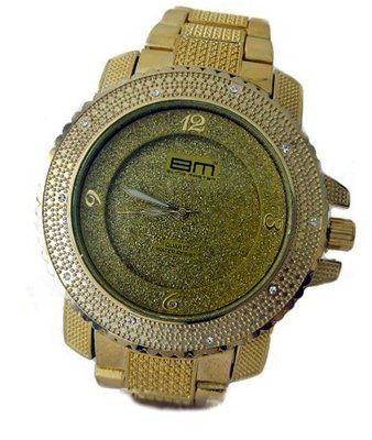 Bling MRSTER Iced out 3D Bezel Hiphop Bling Gold Plated Metal strap