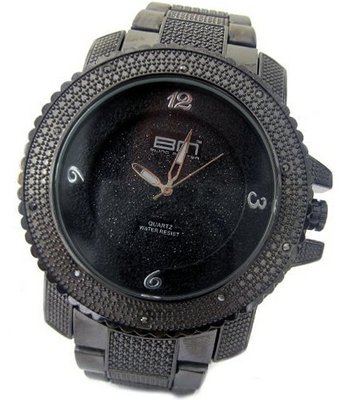 Bling MRSTER Iced out 3D Bezel Hiphop Bling Gun Metal strap