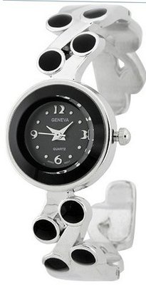 Round Black Face Cuff with Black Dots on Band 7 Inches Around