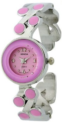 Round Pink Face Cuff with Pink Dots on Band, 7 inches around