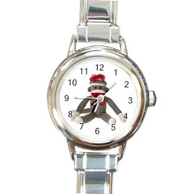 Sock Monkey Sitting Design Italian Charm Metal Silvertone 26402323