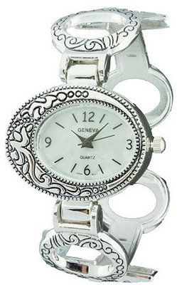 Southwest Silver Color Cuff with Crosses on Band, 7 Inches Around