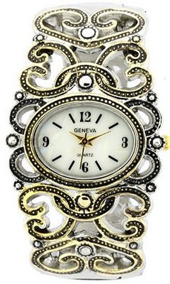 Southwest Silver & Gold Color Cuff , 7 Inches Around