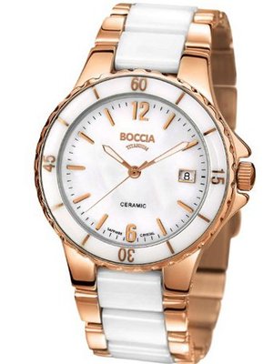 3215-03 Ladies Boccia Titanium , White Ceramic & Rose Gold