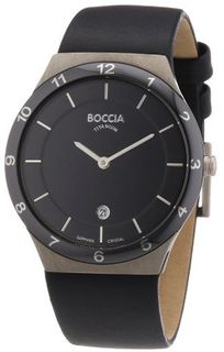 Boccia B3563-02 Titanium Sapphire Crystal Black Leather Strap