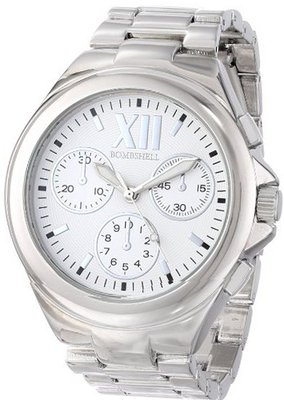 Bombshell BS0315P Clean Round Case Faux 3-Eye Dial Silver-Tone Bracelet