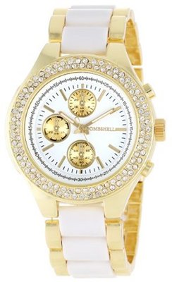 Bombshell BS0711WG Rhinestone Case White Acrylic and Gold Metal