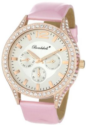 Bombshell BS1008PI Lara Dramatic Pink Patent Strap Crystal Case