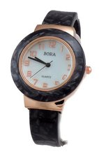 Bora Black and Rose Gold-tone Elegant Bangle Cuff