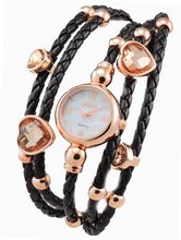 Bora Five-Rope Rhinestones studs , Black, Rose Gold Tone