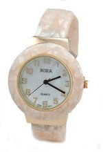 Bora Mother Of Pear and Gold-tone Elegant Bangle Cuff