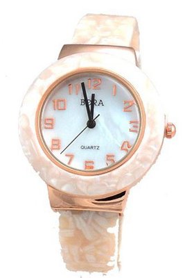 Bora Mother of Pear and Rose Gold-tone Elegant Bangle Cuff