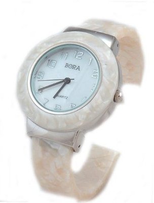 Bora Mother of Pear and Silver-tone Elegant Bangle Cuff