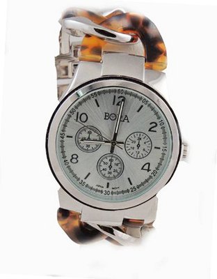 Bora silv/tort-GEN Oversized Interlocked Chain Band