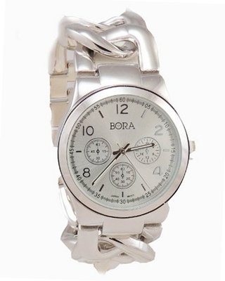 Bora Silver Tone Oversized Interlocked Chain Band