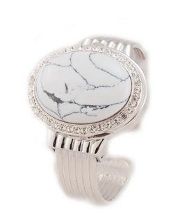 Bora Twilight Bella Style Oval White Marble Cuff Crystal
