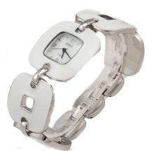 Bora White Enamel Square Bracelet