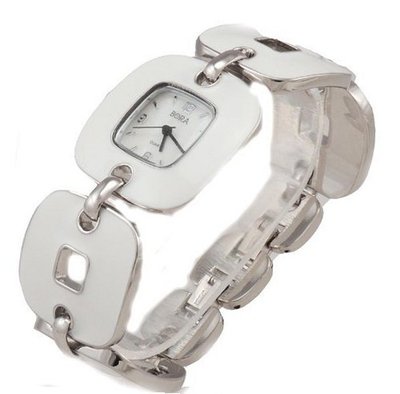Bora White Enamel Square Bracelet