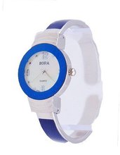 Classic Chrome And Blue Bangle Cuff