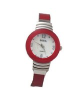 Classic Chrome and Red Bangle Cuff