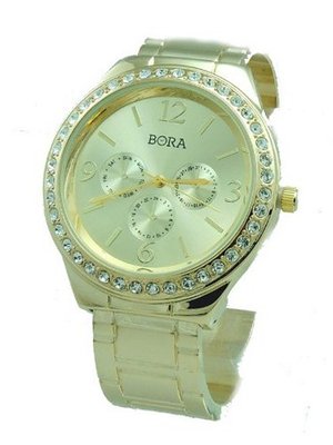 Crystal Glimmering Gold Tone Bangle Cuff