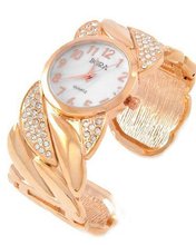 Crystal "Glimmering Rose" Gold -Tone Bangle Cuff