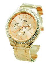 Crystal Glimmering Rose Gold Tone Bangle Cuff