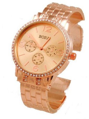 Crystal Glimmering Rose Gold Tone Bangle Cuff