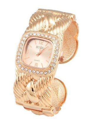 Crystal "Glimmering Rose" Gold -Tone Square Bangle Cuff