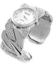 Crystal Silver Tone Bangle Cuff