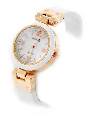 Rosegold-tone And White Bangle Cuff